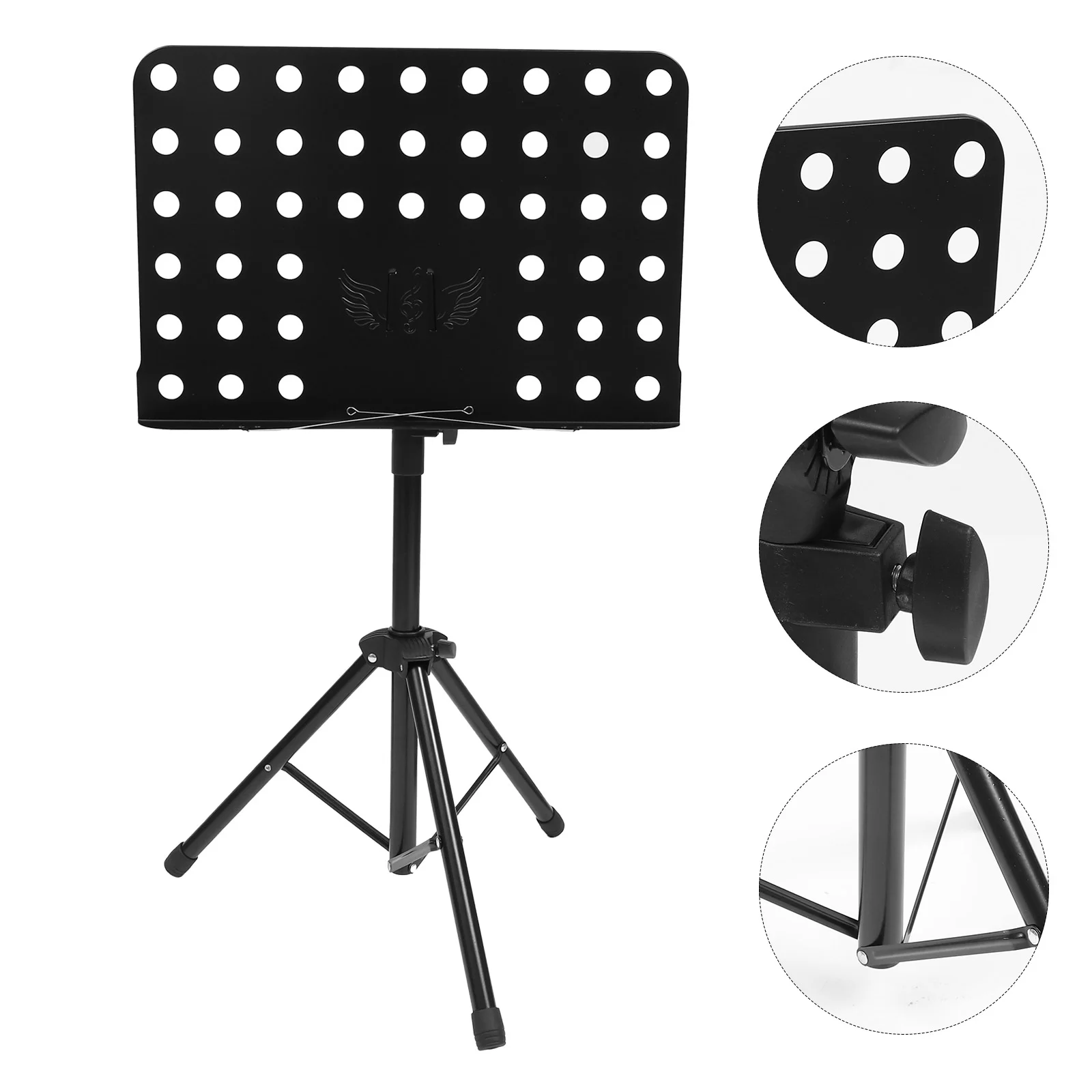 

Portable Folding Stand Adjustable Height Tripod Base Metal Stand piano sheet stand Holder Desktop Book Stand for Travel Storage