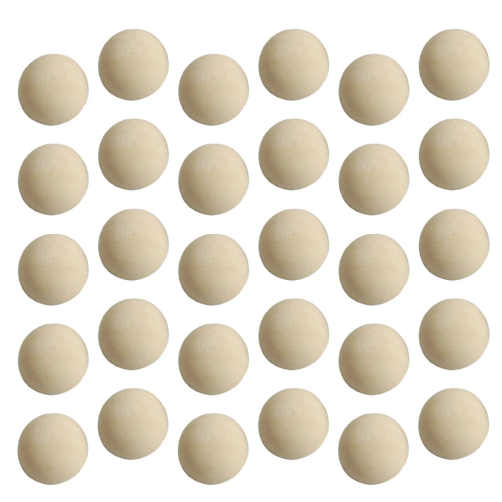 

30pcs Unfinished Wooden Balls Natural Wooden Unpainted Hemisphere DIY Crafts Beads Kids Craft Supplies ( 30mm )