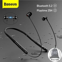 baseus p1 sports neckband earphone bluetooth 5 2 magnetic adsorption wireless headphone hanging neck in ear hifi music game