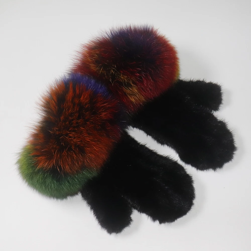 Зимние женские роскошные перчатки из 100% натурального меха норки с манжетами