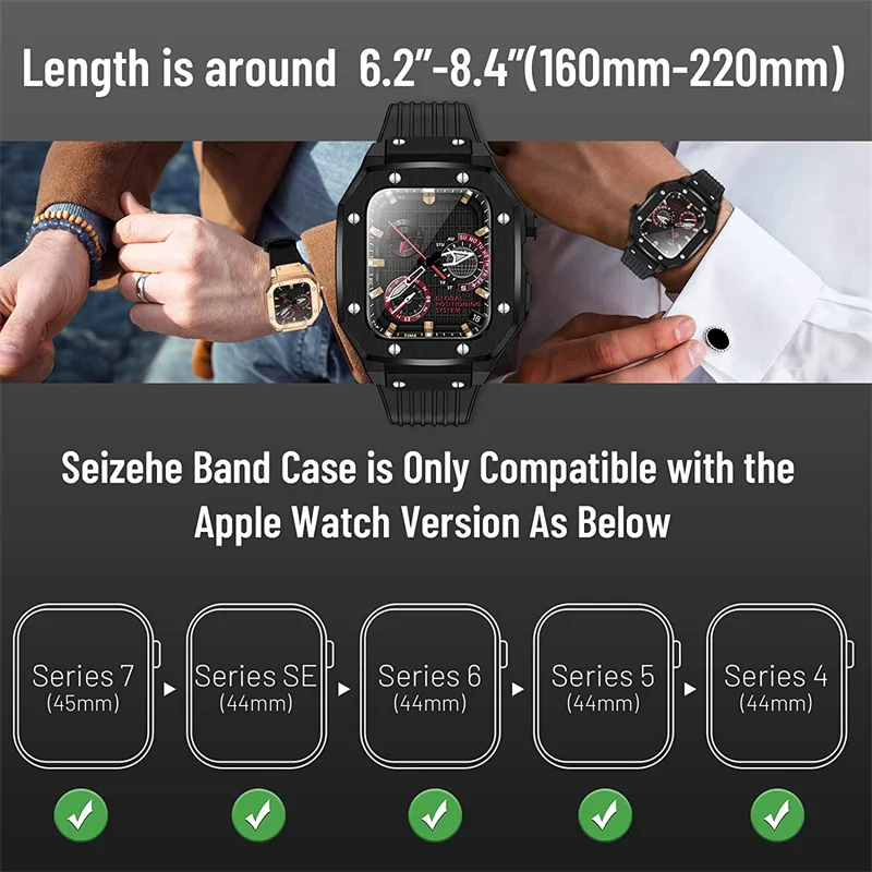 Роскошный модифицированный чехол для Apple Watch Series 8 7 6 5 4 44 мм 45 мужской прочный