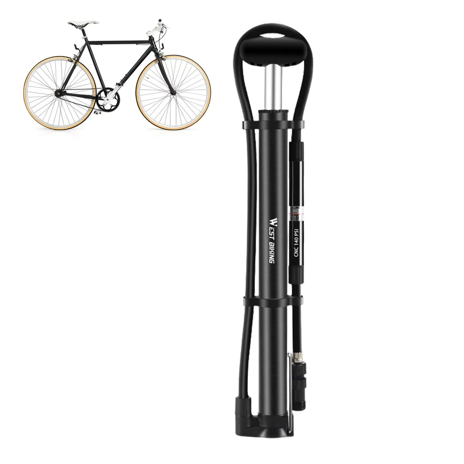 

Портативный велосипедный насос, 140 PSI, воздушный насос с шариком, ручной насос с шариками высокого давления, Iator, мини эргономичный велосипед...