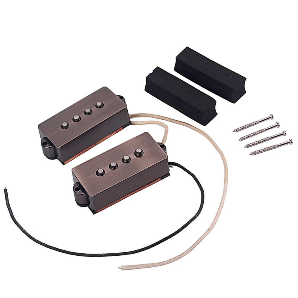 

2x Pickups Double Output Unique Design Black 4 Strings Humbucker Stability Great Material Replacement for Bass