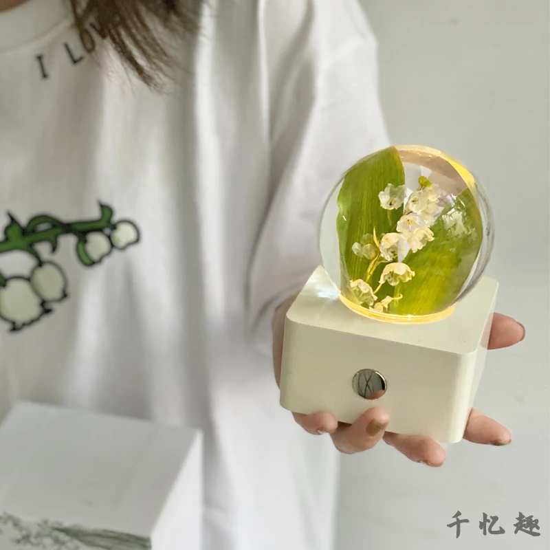 Linglan вечный цветок ночник хрустальный шар замена настоящие образцы цветов для