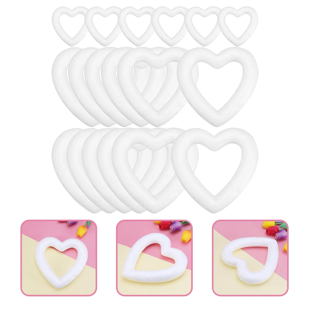 

18 Pcs Heart Shape Polystyrene White Garland White Foam Heart Wreath Wedding Stuff Bubble Heart Modeling Wreath Making Form
