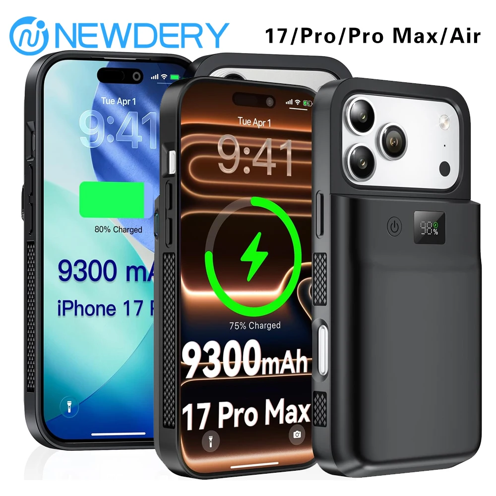 Новый чехол-аккумулятор NEWDERY для iPhone 17 Pro Max  17 Pro  17 Air, внешний аккумулятор 9300 мАч, Power Bank (art.: 3920da173e12e) - 3920da173e12e