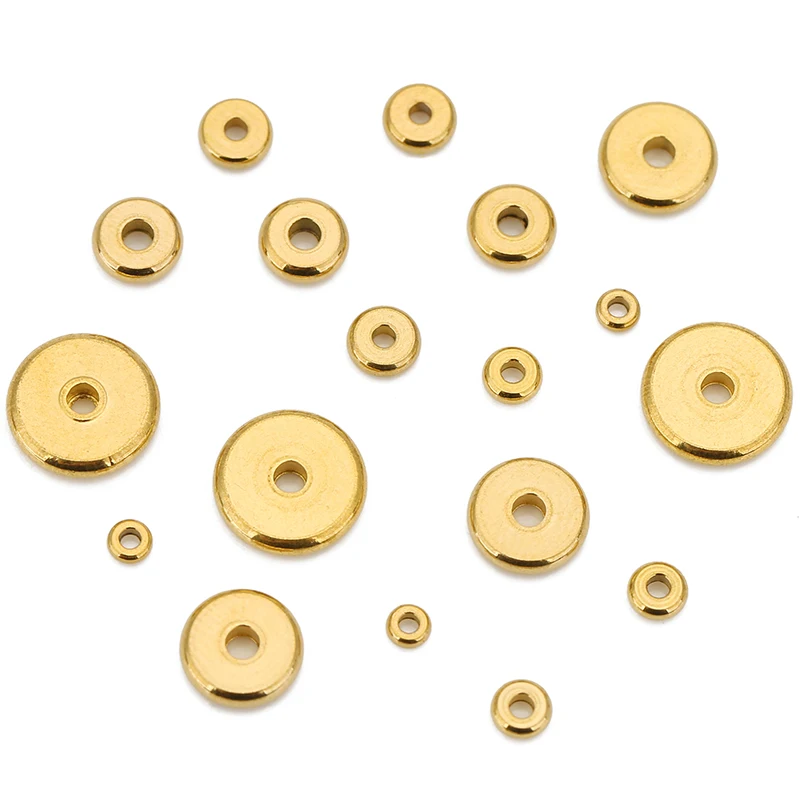 50 шт. плоские круглые бусины из нержавеющей стали 304 3 4 5 6 8 10 мм свободные