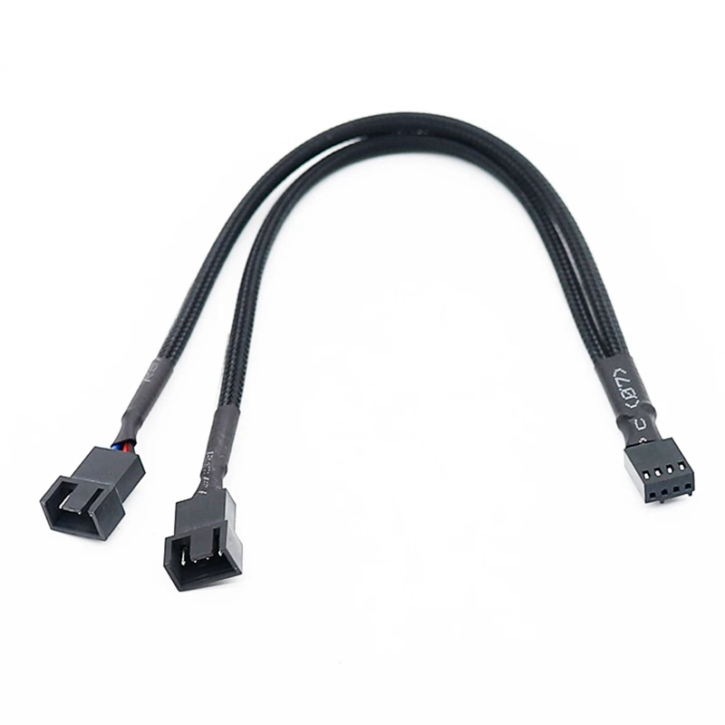 

1 To 2 Way Braided Cable Y Splitter 3/4 Pin PWM Male Connector Fan Computer PC Fan Extension Adapter Cable