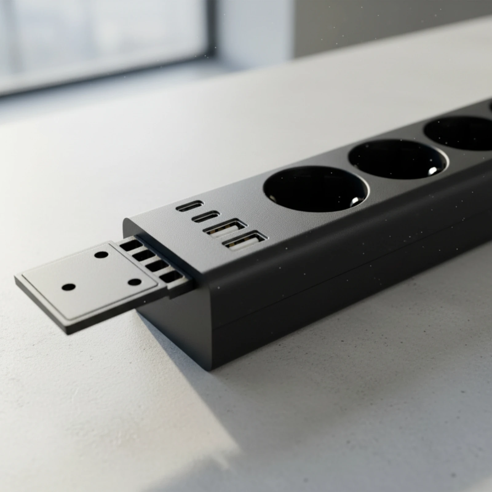 Фото Ультратонкая розетка-удлинитель под стол с USB-портами для удаленной работы и офиса, экономит пространство, безопасна №1