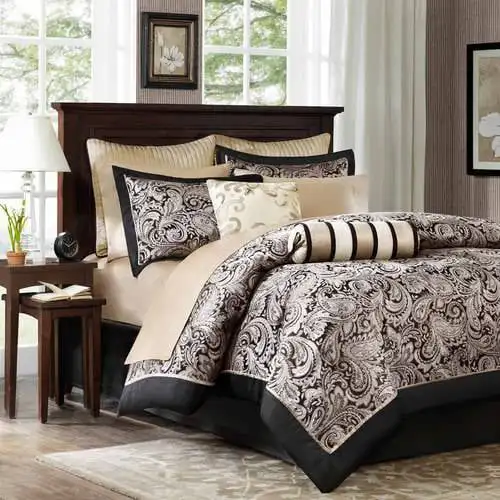 

Wellington Black Paisley 12 Piece Comforter Set with Cotton Bed Sheets,