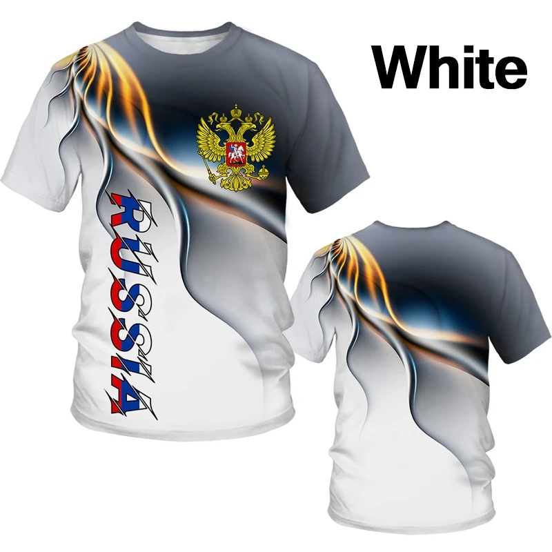 

2022 Summer Fashion T-shirt Men's Russian Flag Print Men's T-shirt Street Style Eagle 3D Print T-shirt Moscow Tees O Neck Tops