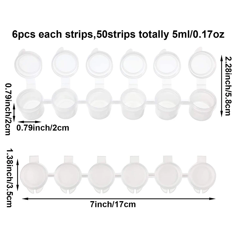 50 полосок пустые горшки для краски 5 мл полоски контейнеры хранения