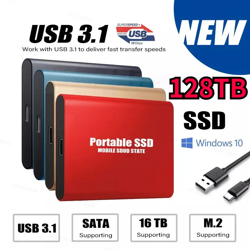 

2023 New High-speed External Hard Drive 500GB 1TB 2TB 4TB 8TB 16TB USB3.1 SSD 2.5 Inch Portable SSD 32TB Hard Disk for Laptop
