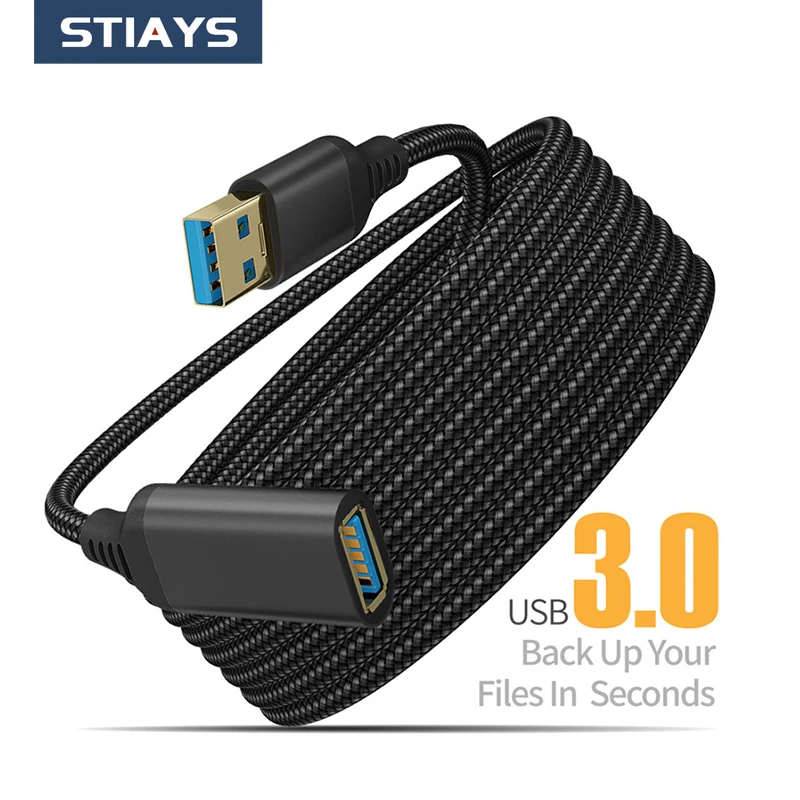 

STIAYS USB Extension Cable USB 3.0 Type A Male to Female USB3.0 High-Speed Transmission Data Extender Cord