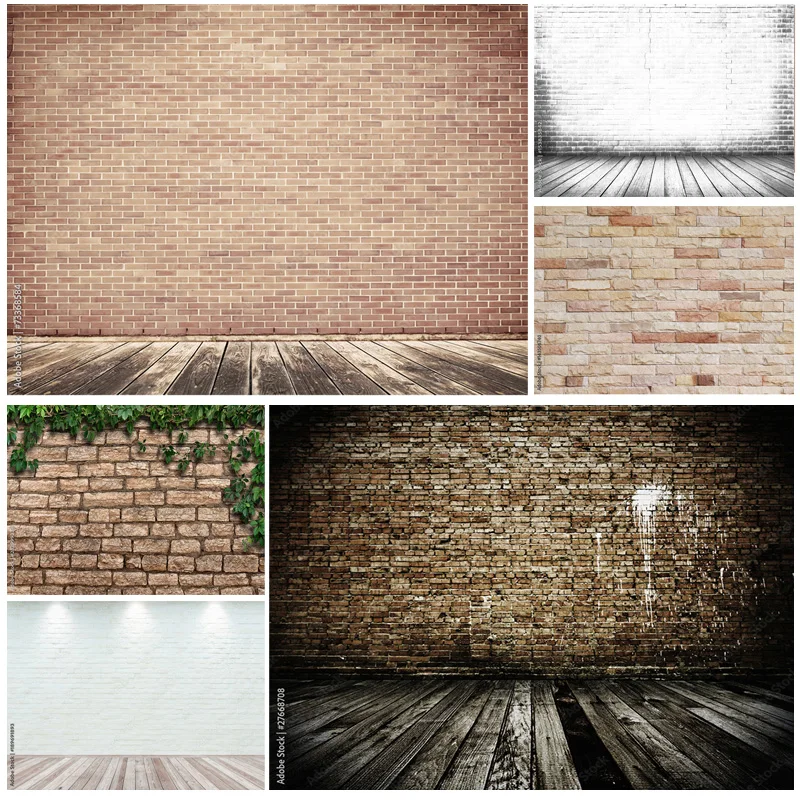 

Vinyl Custom Vintage Brick Wall Wooden Floor Photography Backdrops Photo Background Studio Prop 211218 ZXX-22