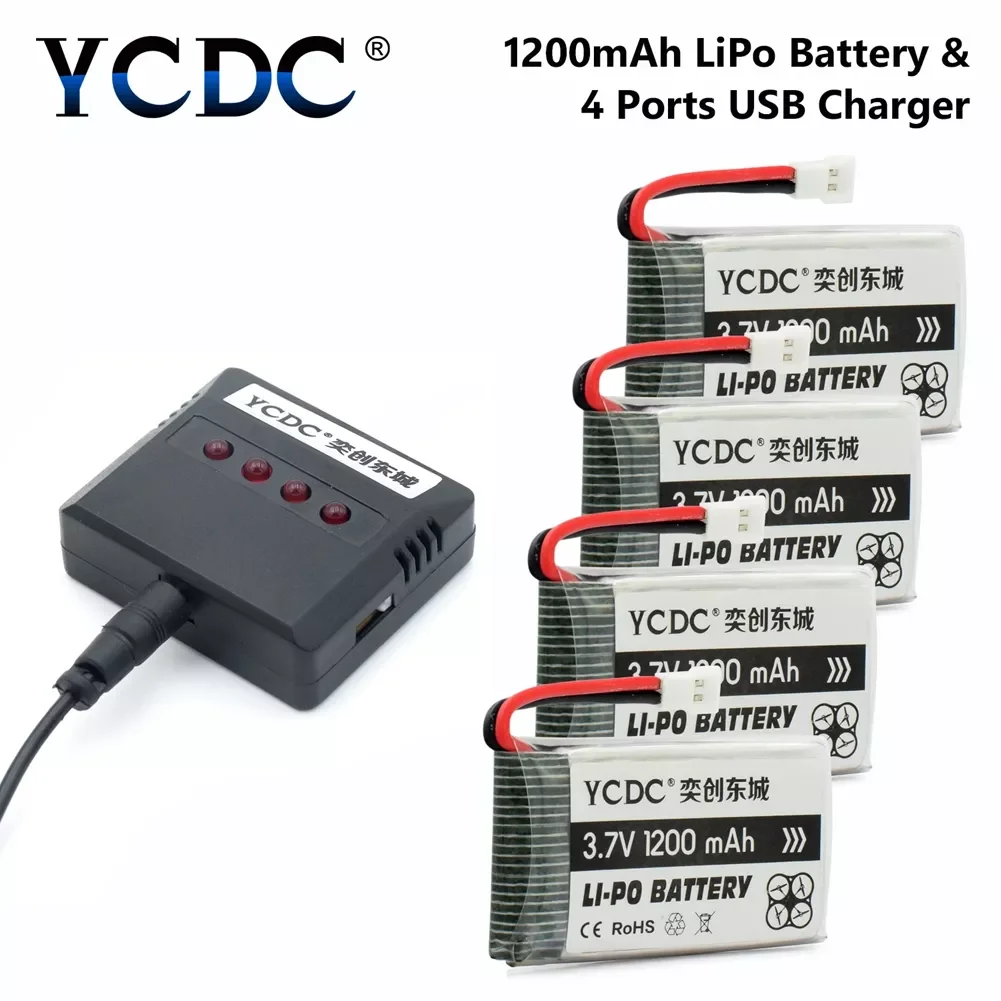 

2021 New 4Pcs Lipo Quadcopter Battery 3.7V 380 500 600 850 1200mah Battery+ Charger For Syma X5C X5SC X5SW Hubsan H107 H107C