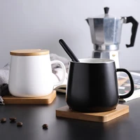 400ml mattelight drum ceramic mugs round coffee milk juice cup with lid spoon beautiful coffeeware utensils for kitchen