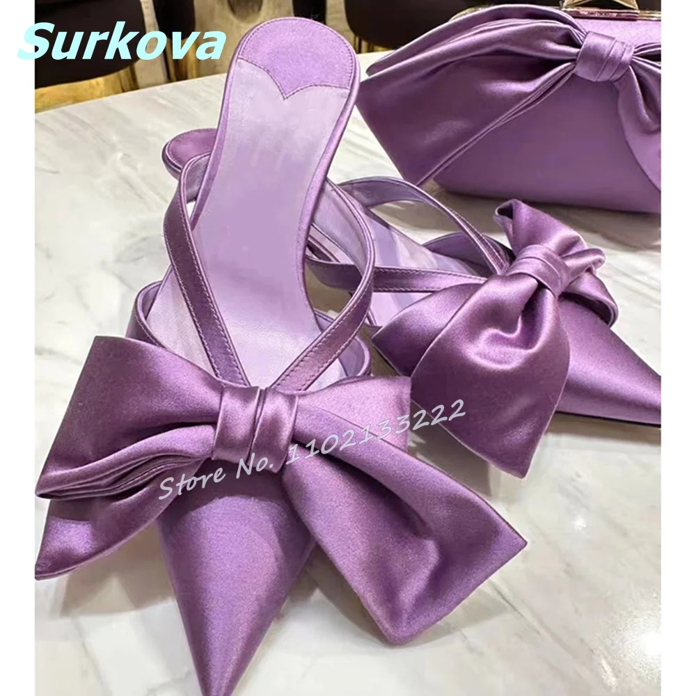 

Мюли женские шелковые с заостренным носком, на тонком высоком каблуке