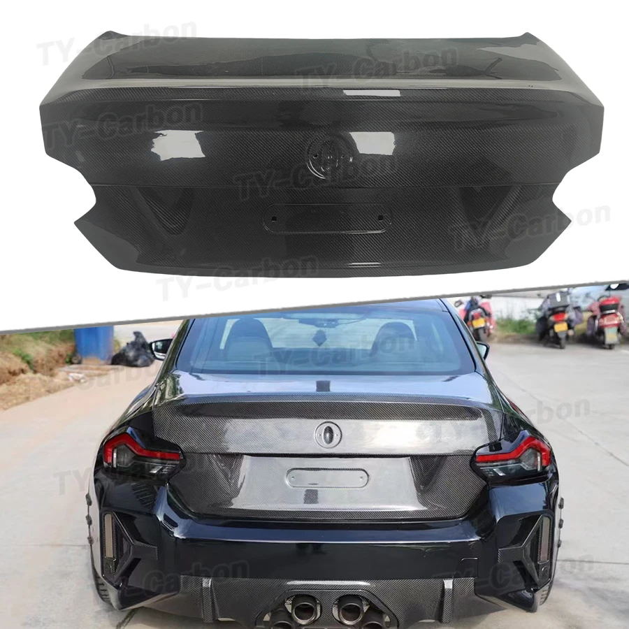 Фото Накладка на крышку багажника из настоящего карбона в стиле OEM для BMW G87 M2 Coupe G42 M240I, запчасти и аксессуары для автомобиля №1