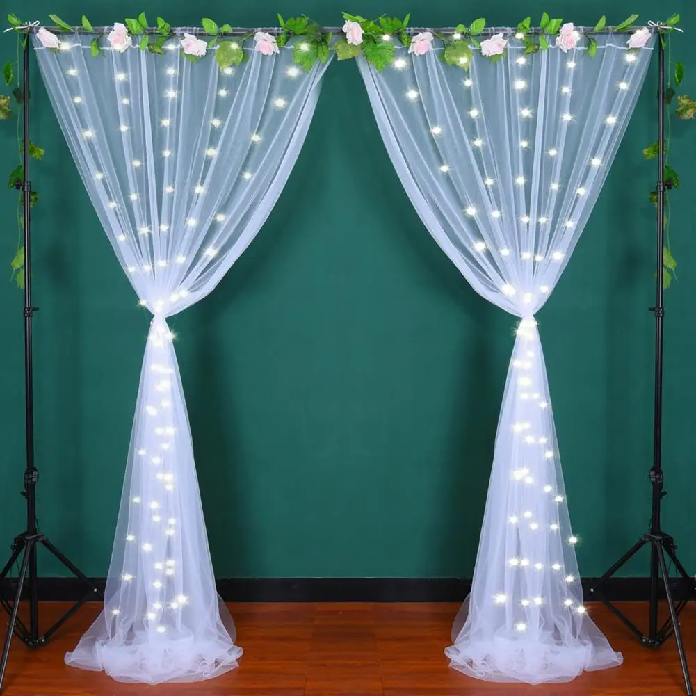 

2pcs Wedding Arch Draping Fabrics With Light Backdrop Curtains Photography Props For Wedding Party Home Decoration Drop Shipping