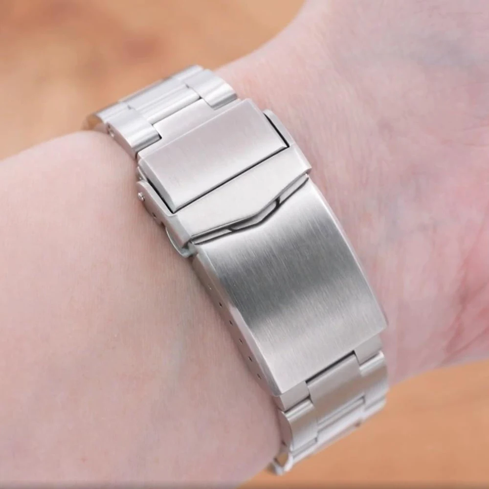 22mm Bracelet for Seiko SKX007 SKX009 Men's Watch Accessories Oyster Curved Band Stainless Steel Strap Solid Buckle 2.0mm Thick