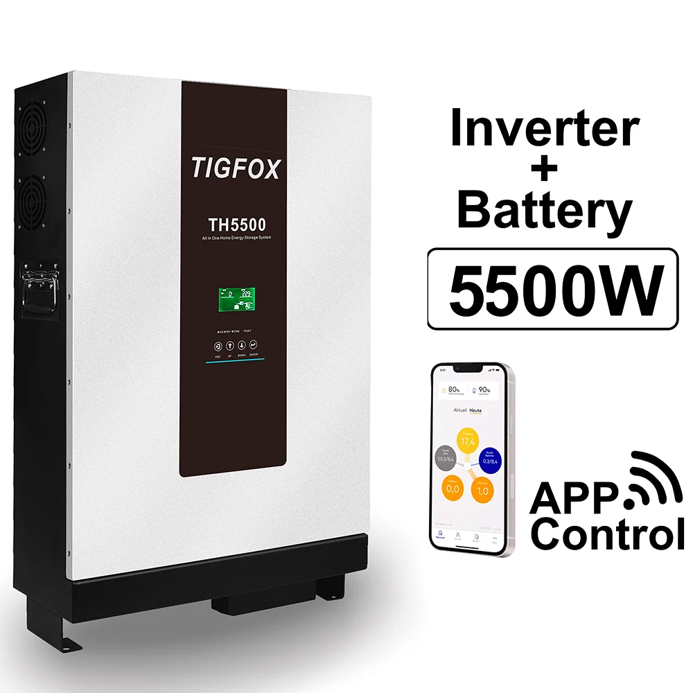

TIGFOX ЕС все в одном портативная настенная гибридная инверторная батарея 24 в 48 в 3 кВт 5 кВт 10 кВт Солнечная домашняя батарея с системой хранения энергии