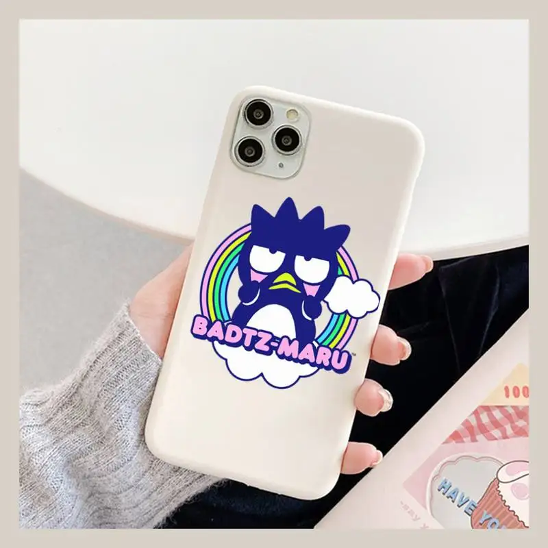 

BANDAI bad Badtz-Maru Phone Case for iPhone 11 12 13 Mini Pro Xs Max 8 7 6 6S Plus X XR Solid Candy Color Case