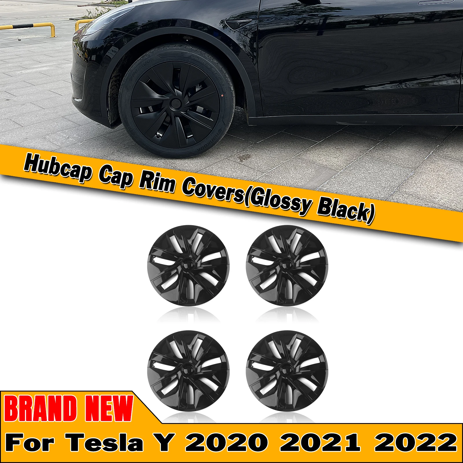 

19-дюймовая крышка ступицы колеса автомобиля «сделай сам», крышка ступицы с полным покрытием, декоративные автомобильные аксессуары, матовый глянцевый черный для модели Tesla Y 2020-2023