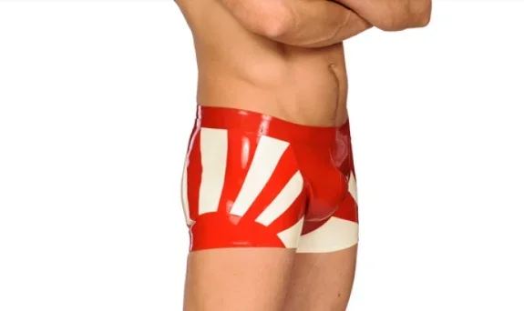 Фетиш 100% латексная резина белые и рот нинджевые боксеры с хвостом плотные 0 45 мм