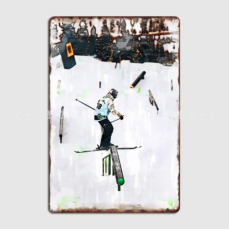 

Skiing Freestyle Abstract Metal Sign Printing Mural Garage Decoration Cinema Kitchen Tin Sign Poster