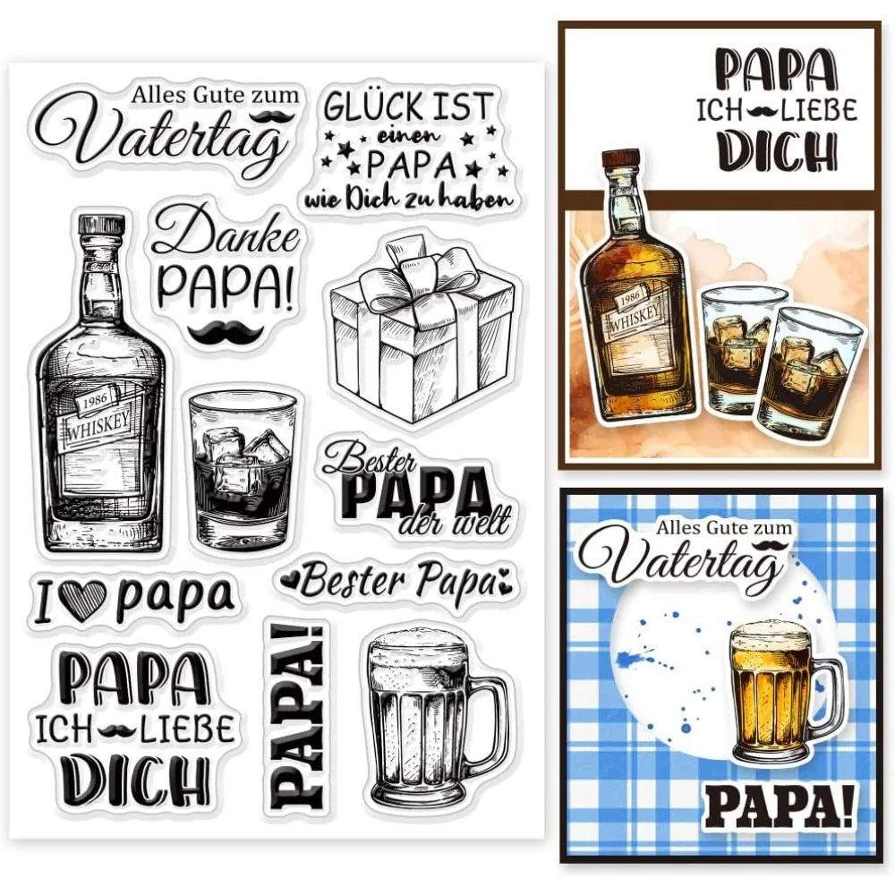 День отца немецкие высказывания прозрачные штампы для DIY скрапбукинга спасибо