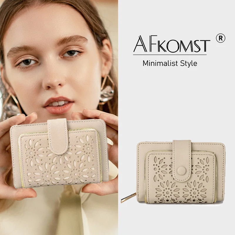 

Women's Fashion Small Zipper Purse With Coin Purse Pu Leather Hollowed Out Purse Women's Cute Mini Korean Version Small Card Bag