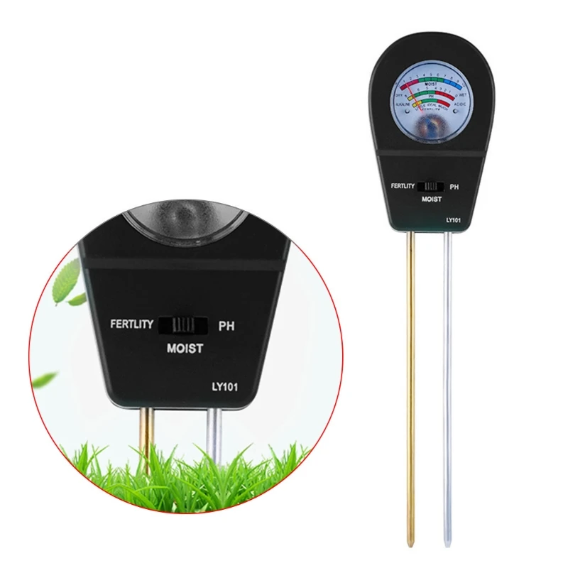 

3 in 1 Soil Moisture/Fertility/PH Meter Black/Blue Green Moisture Tester Garden