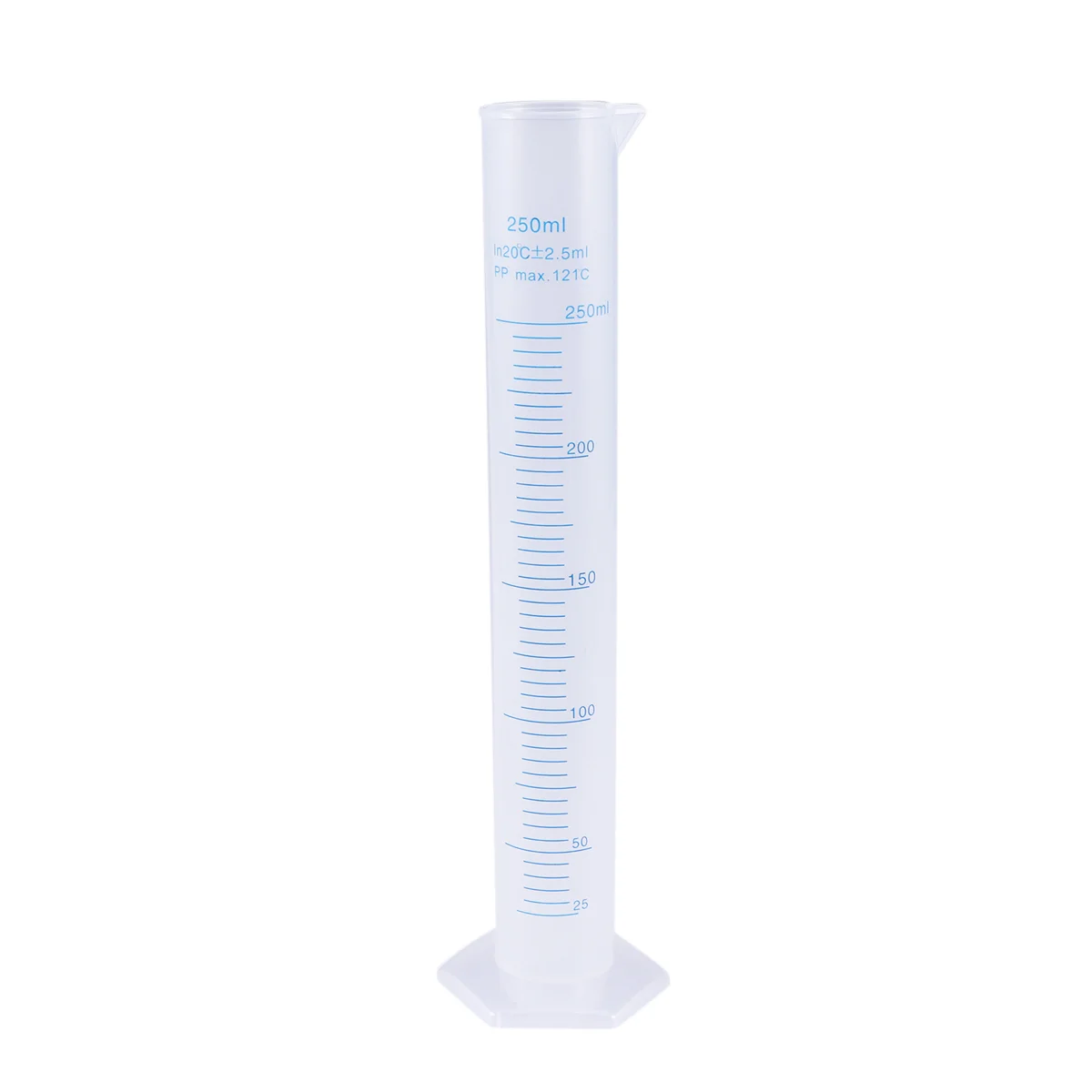 

250ml Transparent Measuring Cylinder Plastic Graduated Cylinder Hexagonal Base (As Shown) Test tubes