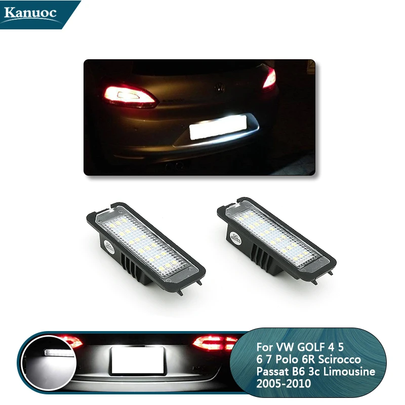 

12V LED Number License Plate Light Lamp Canbus No Error For VW Golf 4 5 6 7 Polo 6R Scirocco Passat B6 3C Limousine 2005-2010