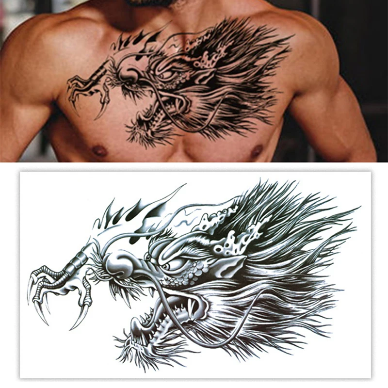 

Dragon Wing Temporary Tattoo Sticker Waterproof Black Henna Anime Body Art Tattoo Fake Water Transfer Decal Sexy For Men Women