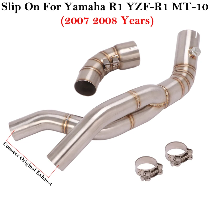 

Выхлопная труба для мотоцикла Yamaha YZF R1 2007 2008, модификация средней трубы, соединение оригинального глушителя