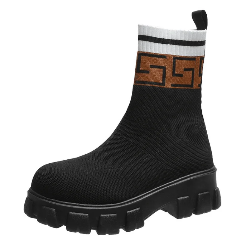 

Large Size Women's Shoes Autumn And Winter New Elastic Socks Boots Thick Soled Flying Mesh Surface Breathable Fashion Martin