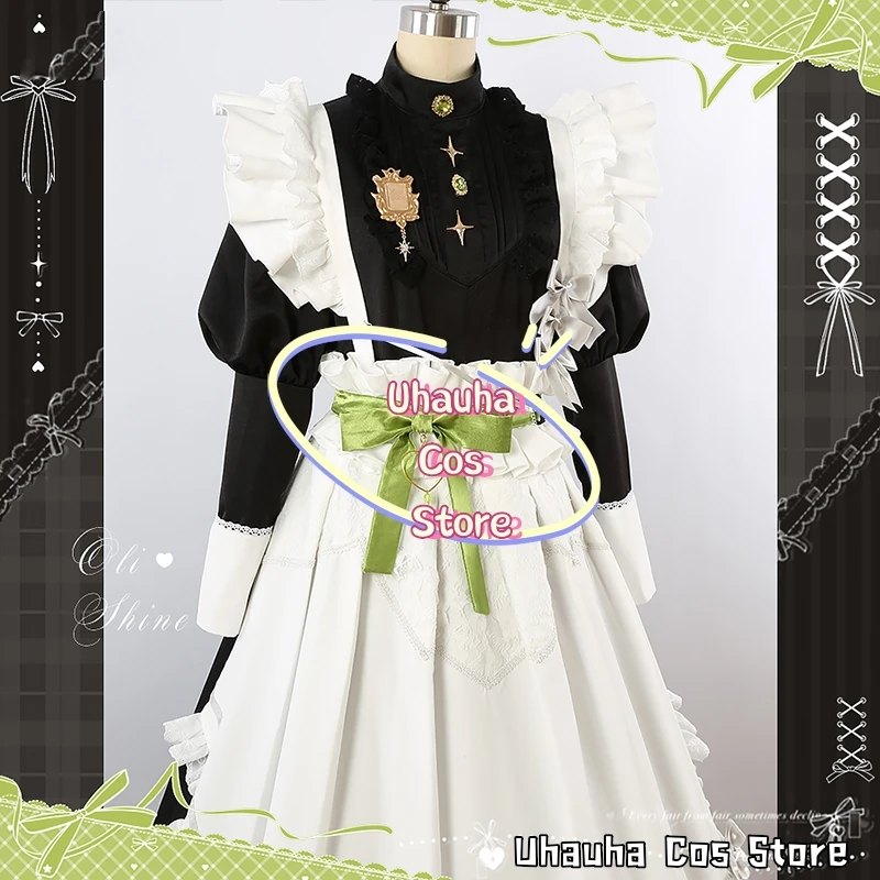 Nu: Карнавальный оливиновый костюм для косплея наряд горничной длинное платье