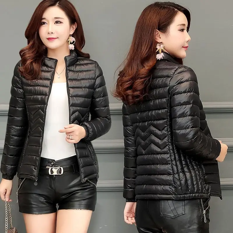 Women's Winter Coat Ultra Light Down Jacket Cotton Padded Jacket Long Sleeve Warm Coat Parka Female Solid Portable Outwear S72