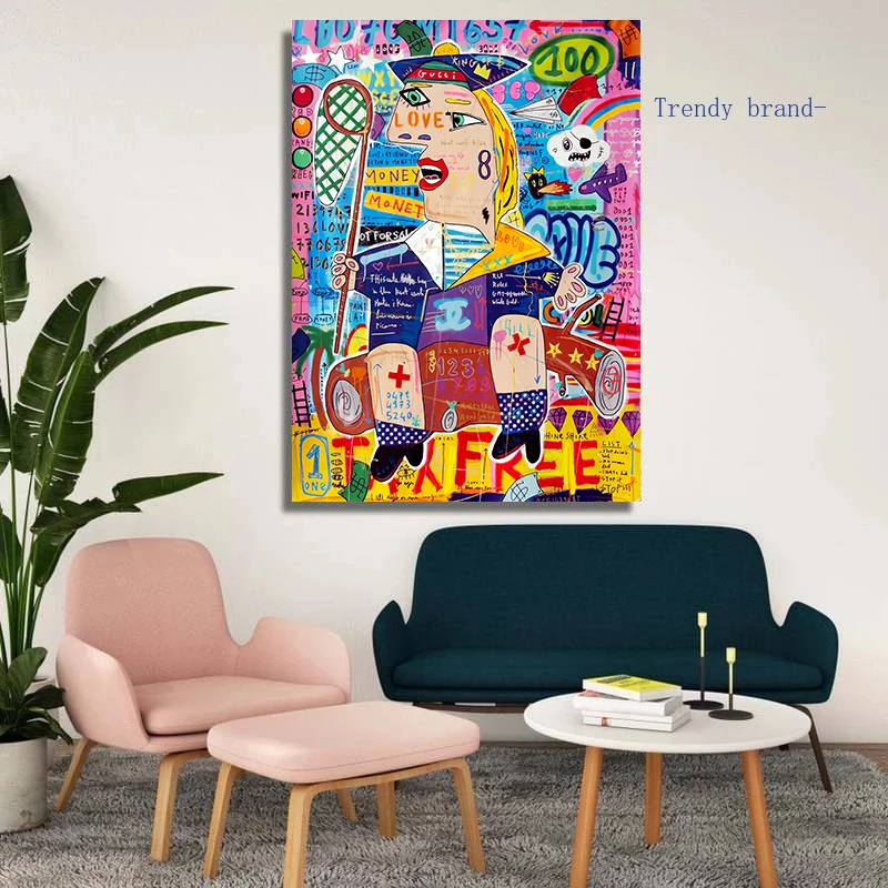 Картина на холсте с изображением граффити в скандинавском стиле |
