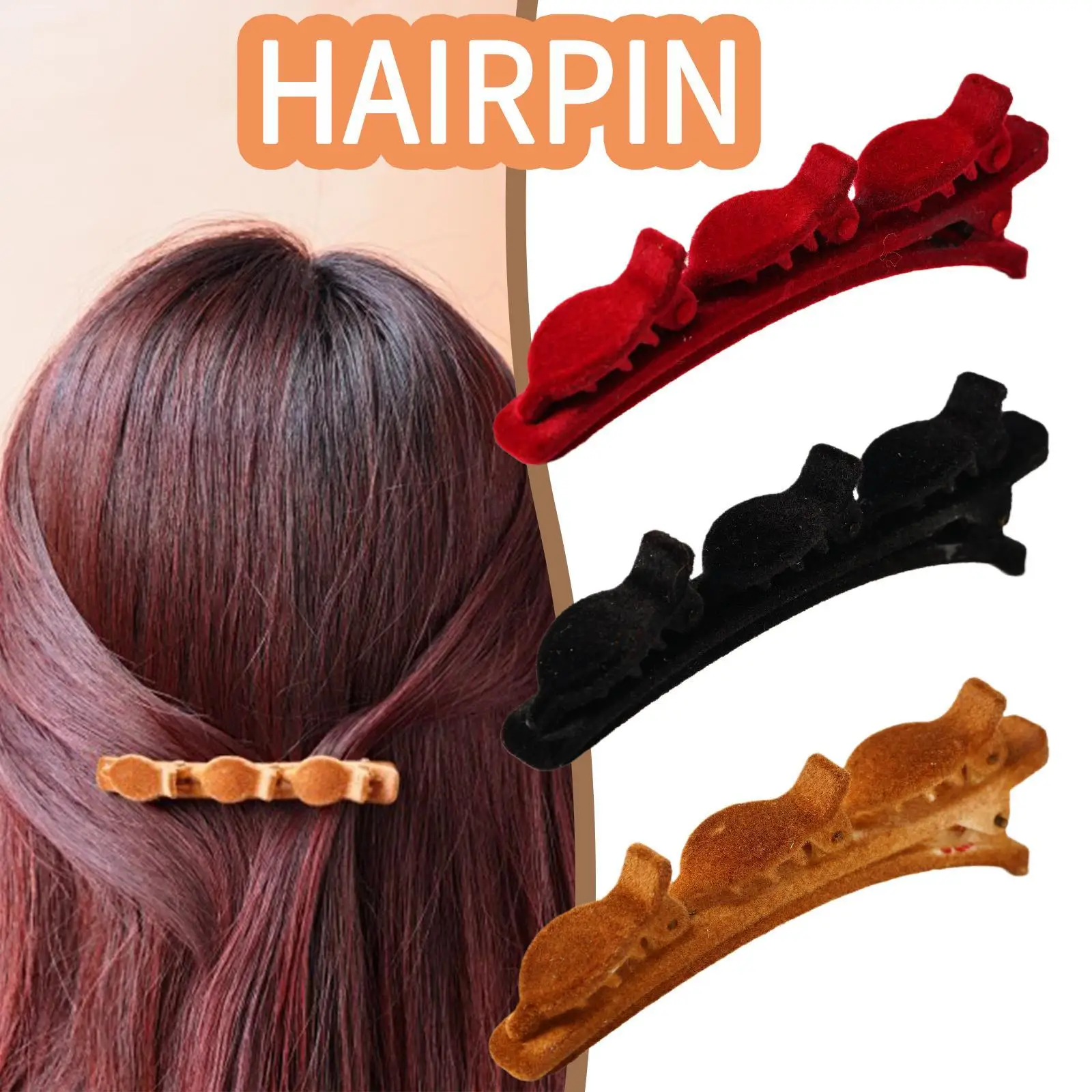 

Women Hair Clip Barrettes Hairgrip Alice Braided Fashion Flocked Bangs Hairpins Lazy Hair Accessories