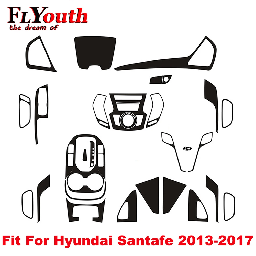

Наклейка 5D из углеродного волокна для Hyundai Santafe 2013-2017, автомобильная панель переключения передач, держатель стакана для воды, панель, рамка, О...