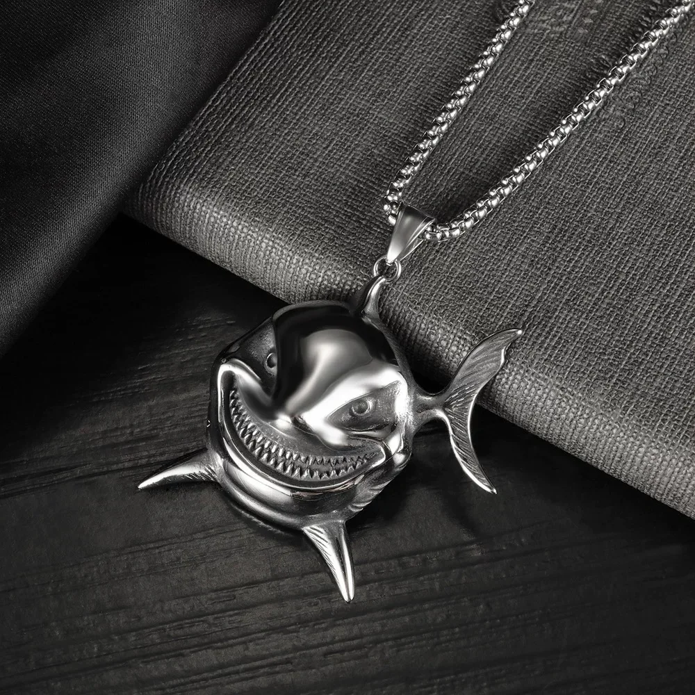 

Punk Exaggerated Personality Stainless Steel Necklace For Man Skull Dice Pendant Thick Chain Necklace HipHop Fashion Accessories