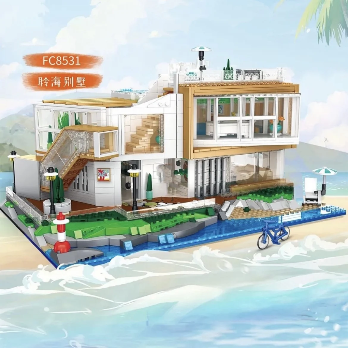 

NEW 2228PCS City House Holiday Seaside Villa Building Blocks Architecture Bricks Set Kids Children Friends Models Toys Gifts