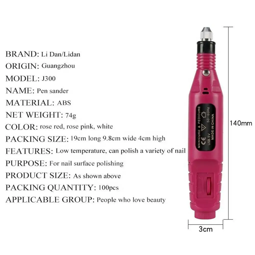 

Заводская поставка, миниатюрная электрическая дрель для ногтей, портативная дрель для маникюра, профессиональная дрель для ногтей, пилка, оборудование, набор инструментов, 3 шт.