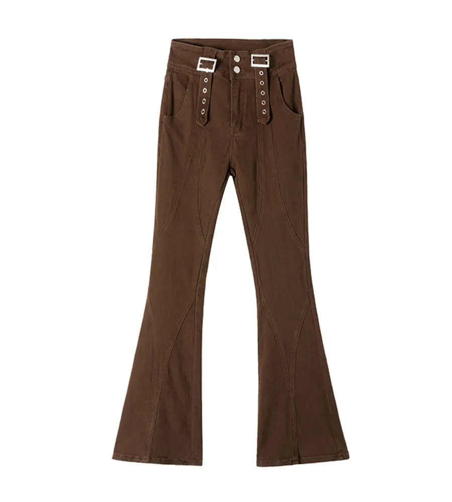 Brown Flared Vintage Jeans Womens High Waist 2022 NEW Autum Pants Jeans Women Bootcut bell bottoms women