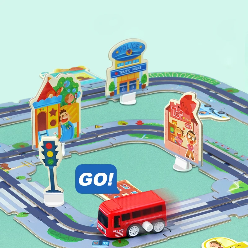 DIY Children Road Building Motorway Toy Car Traffic Roadway Baby City Game Scene Puzzles Track Play Universal Accessories