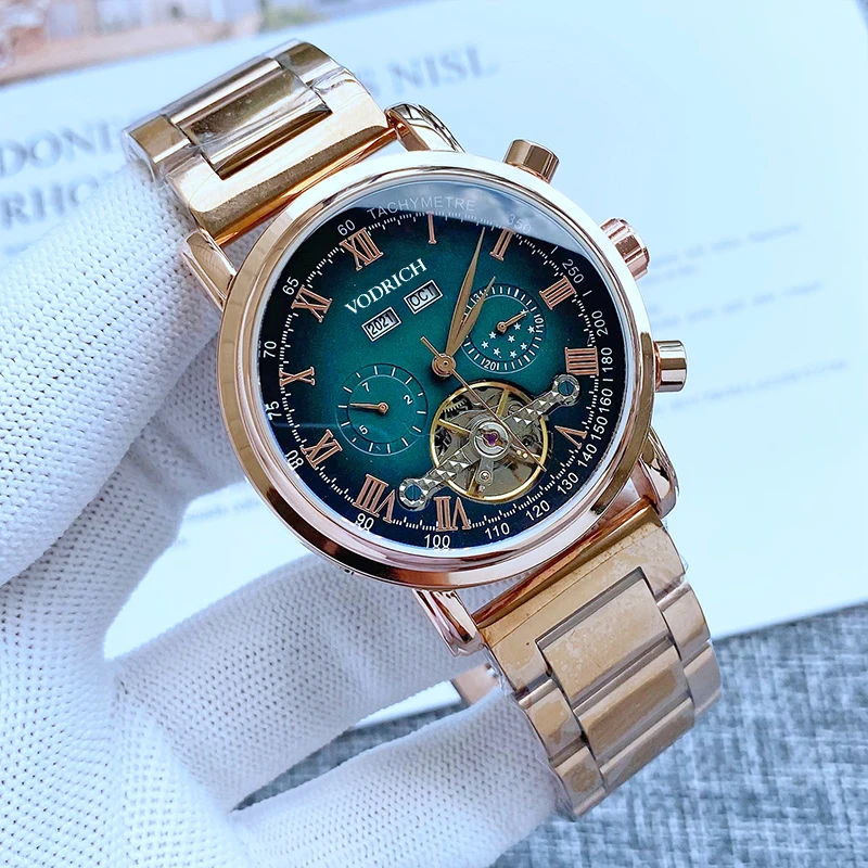 

PPH03 Men's Designer Brand Watch Skeleton Mechanical Leather Strap Watch Casual Business Automatic Calendar Watch AAA