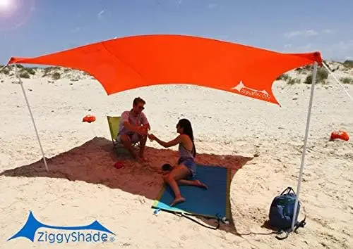 

Семейный пляжный зонт 2013 легкий солнцезащитный тент с анкерными мешками и 4 бесплатными колышками | UPF50 + УФ-качественная лайкра